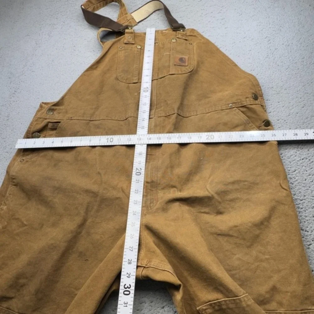 Carhartt Overalls Men 50x30 Brown Duck Bib Double Knee Canvas‎ R06 Workwear Bib
